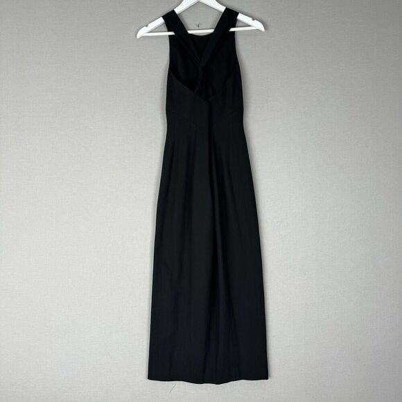 Vintage Ann Taylor Womens Dress 2 Black Midi Knot Y2K Cocktail Evening Formal - Picture 8 of 12